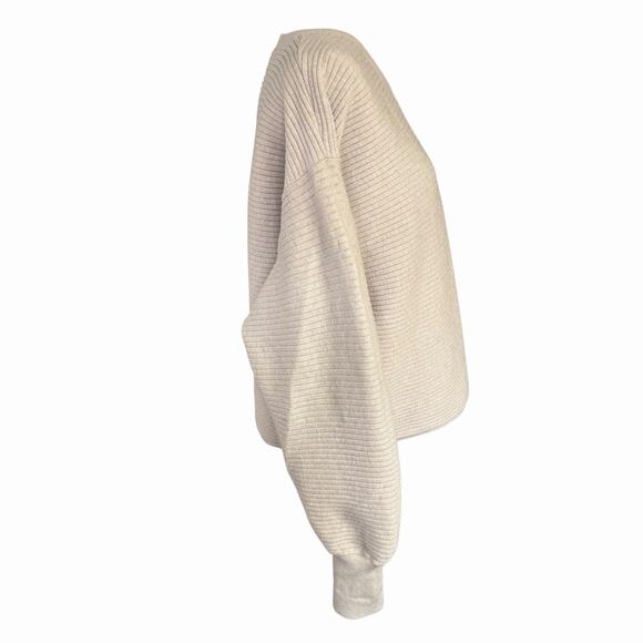 Good American Ribbed crewneck Sweatshirt Tan Large Athleisure Athletic - Picture 4 of 9